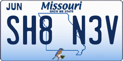 MO license plate SH8N3V