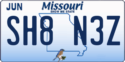 MO license plate SH8N3Z