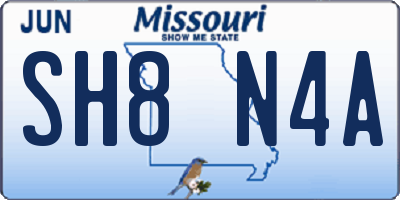 MO license plate SH8N4A
