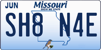 MO license plate SH8N4E