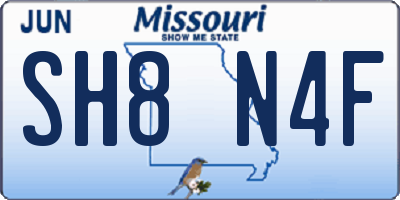 MO license plate SH8N4F