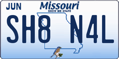 MO license plate SH8N4L