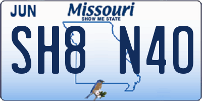 MO license plate SH8N4O