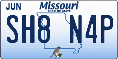 MO license plate SH8N4P