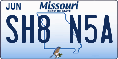MO license plate SH8N5A