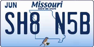 MO license plate SH8N5B