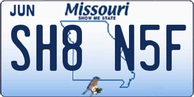 MO license plate SH8N5F