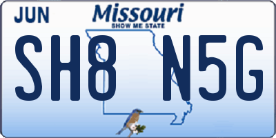 MO license plate SH8N5G