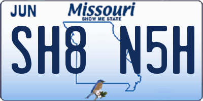 MO license plate SH8N5H