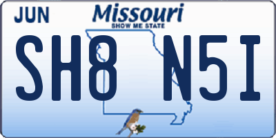 MO license plate SH8N5I