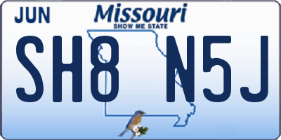 MO license plate SH8N5J