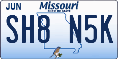 MO license plate SH8N5K