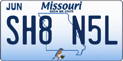 MO license plate SH8N5L