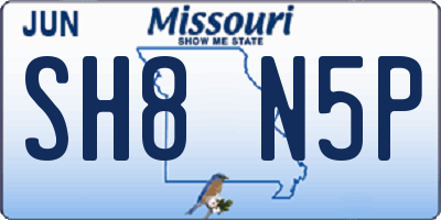 MO license plate SH8N5P