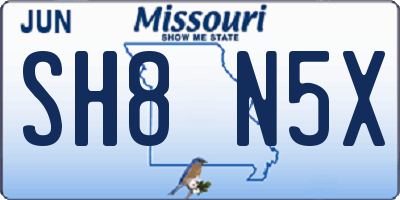 MO license plate SH8N5X