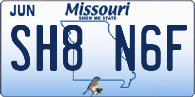 MO license plate SH8N6F