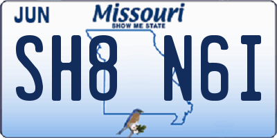 MO license plate SH8N6I