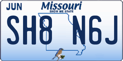 MO license plate SH8N6J