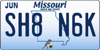 MO license plate SH8N6K