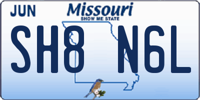 MO license plate SH8N6L
