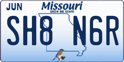 MO license plate SH8N6R