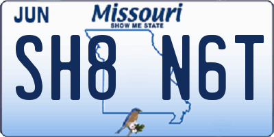 MO license plate SH8N6T