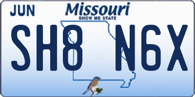 MO license plate SH8N6X