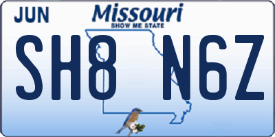 MO license plate SH8N6Z
