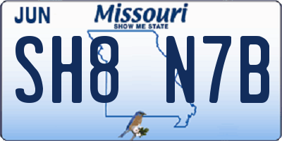 MO license plate SH8N7B