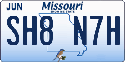 MO license plate SH8N7H