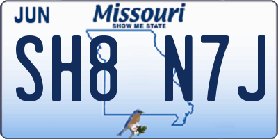 MO license plate SH8N7J