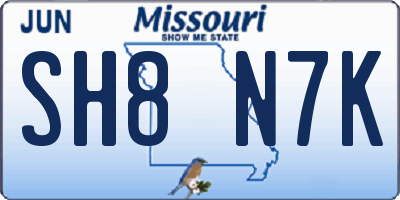 MO license plate SH8N7K