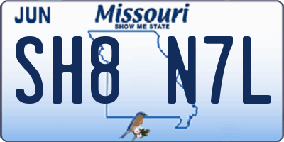 MO license plate SH8N7L