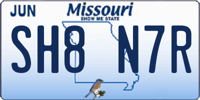 MO license plate SH8N7R