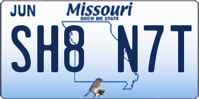 MO license plate SH8N7T