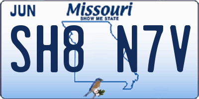 MO license plate SH8N7V