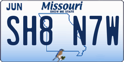 MO license plate SH8N7W