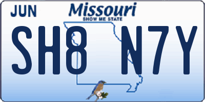 MO license plate SH8N7Y