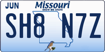 MO license plate SH8N7Z