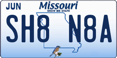 MO license plate SH8N8A