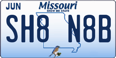 MO license plate SH8N8B