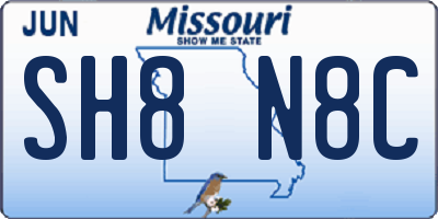 MO license plate SH8N8C