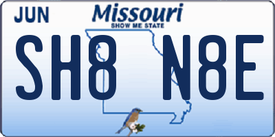 MO license plate SH8N8E
