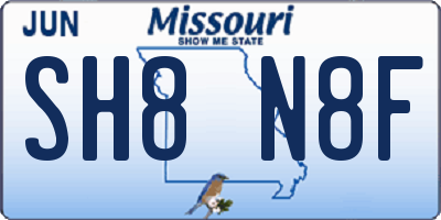 MO license plate SH8N8F