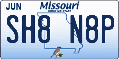 MO license plate SH8N8P