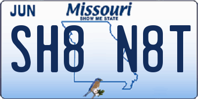 MO license plate SH8N8T