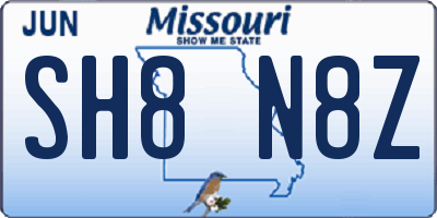 MO license plate SH8N8Z