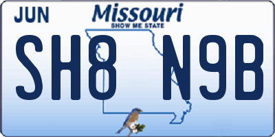 MO license plate SH8N9B