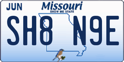 MO license plate SH8N9E
