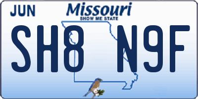 MO license plate SH8N9F